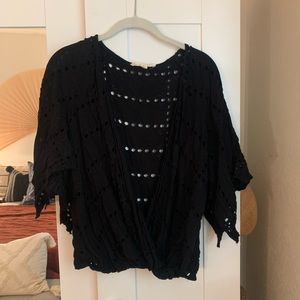 Black cutout boho top
